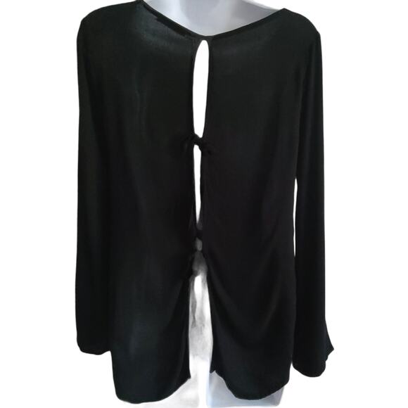 FREEBIRD‎ Open Back Tie Black Rayon Tunic Top BWJ-G5762 Women's Size XS/Small - Picture 3 of 10